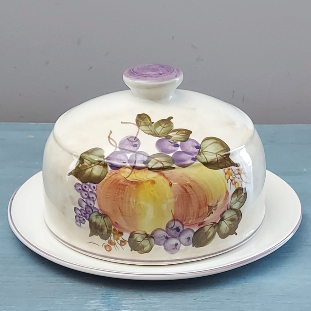 Italian Pottery Cheese Dome with Plate